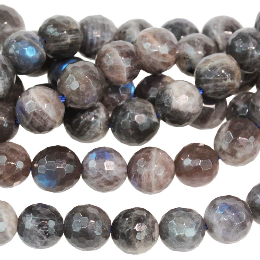 DARK Labradorite 8mm Faceted Round 15-16 Inch