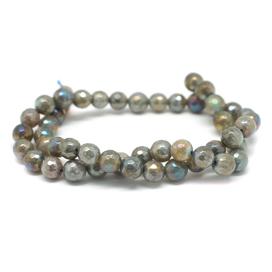 Labradorite Faceted Plated 8mm Round 15-16 Inch - Goody Beads