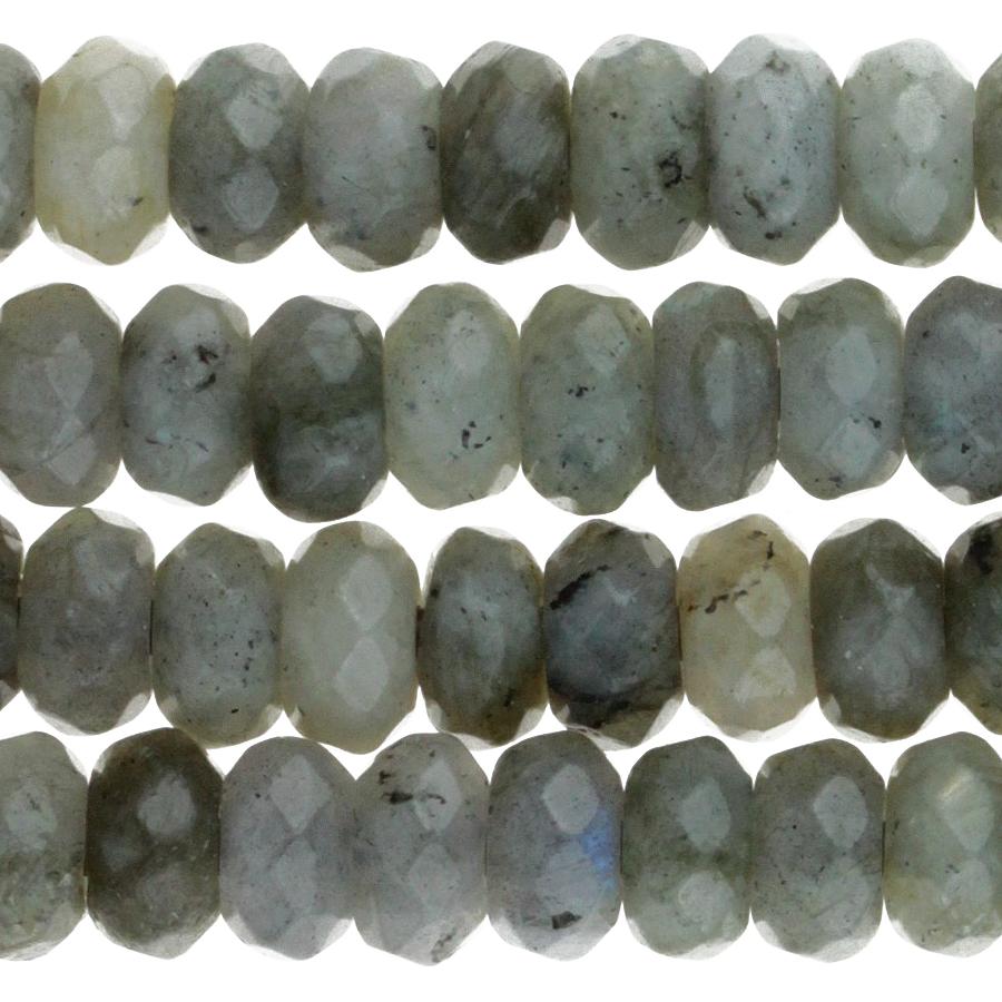 Labradorite 8mm Faceted Rondelle Large Hole 8-Inch
