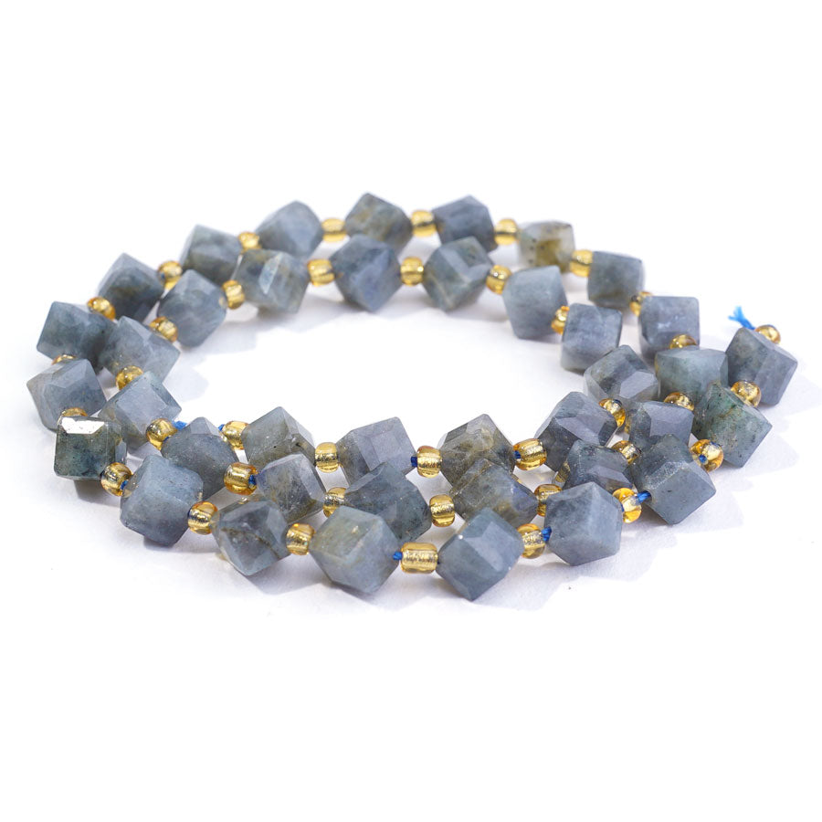 Labradorite 8x6 Table Cut Corner Drilled Cube-15-16 Inch - Goody Beads