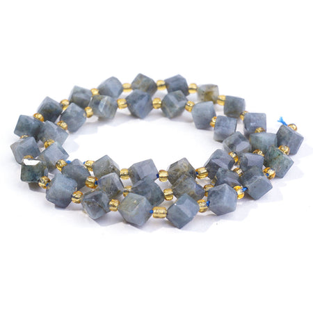 Labradorite 8x6 Table Cut Corner Drilled Cube-15-16 Inch - Goody Beads