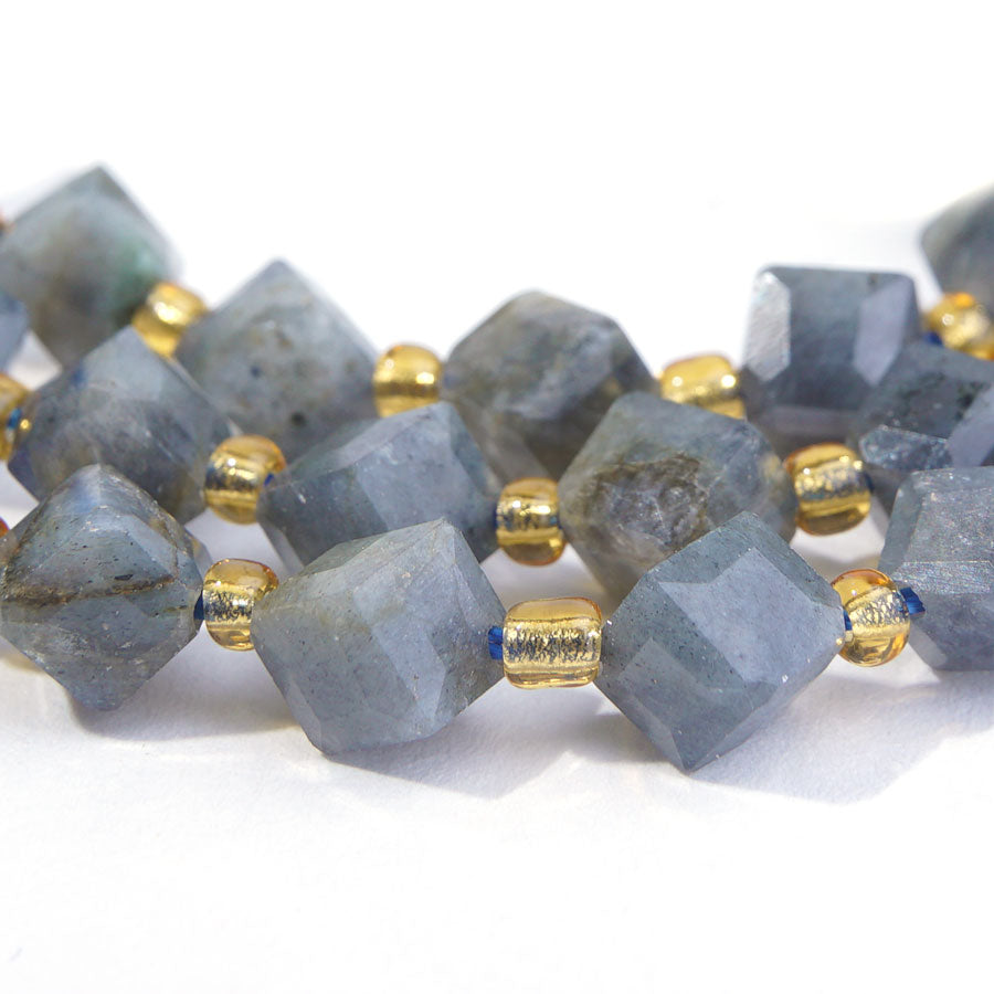 Labradorite 8x6 Table Cut Corner Drilled Cube-15-16 Inch - Goody Beads