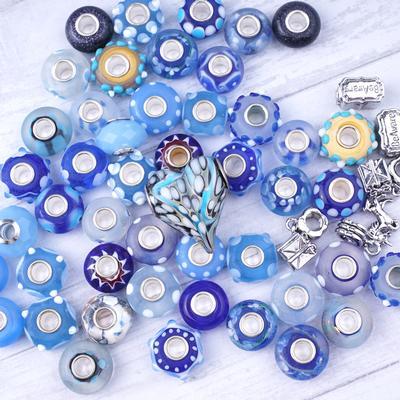 True Blue Large-Hole Bead Mix - 50 Pieces