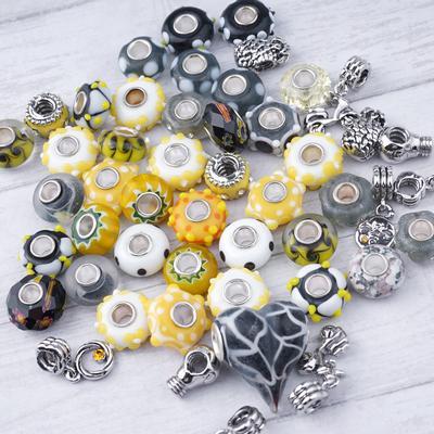 Bumble Bee Large-Hole Bead Mix - 50 Pieces