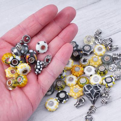 Bumble Bee Large-Hole Bead Mix - 50 Pieces