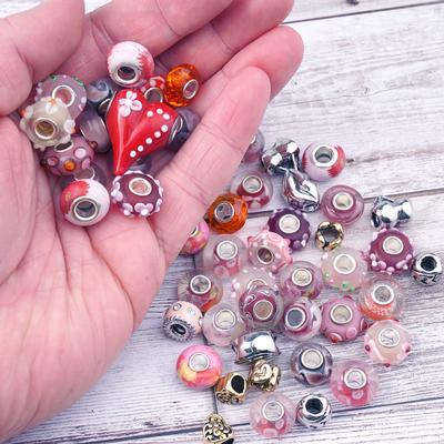 For the Love of Pink Large-Hole Bead Mix - 50 Pieces