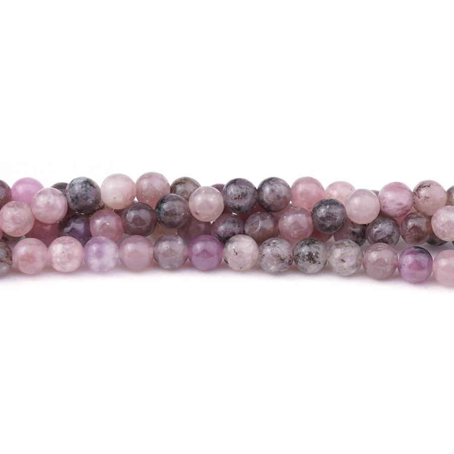 Lepidolite 6mm Natural Round Flower - 15-16 Inch