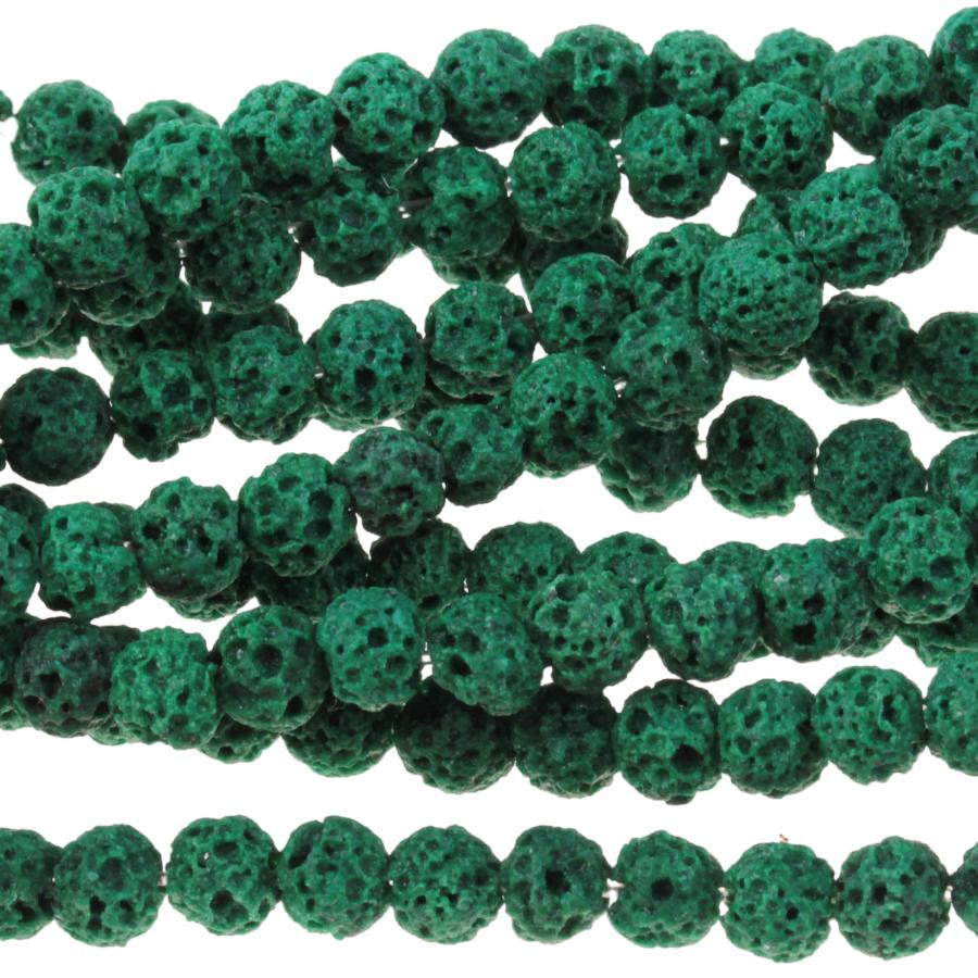 Green (dyed) Lava 4-4.5mm Round 15-16 Inch - Goody Beads