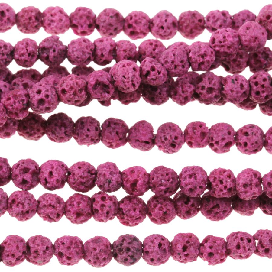 Pink (dyed) Lava 4-4.5mm Round 15-16 Inch - Goody Beads