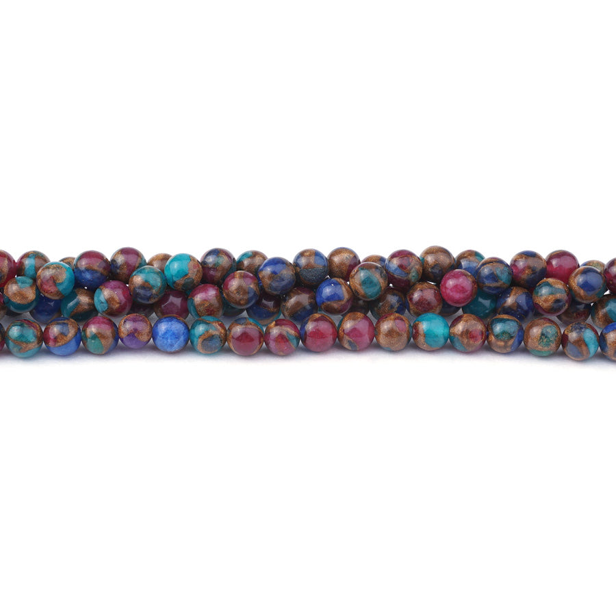 Multi-Color Mosaic Quartz 6mm Round 15-16 Inch - Goody Beads