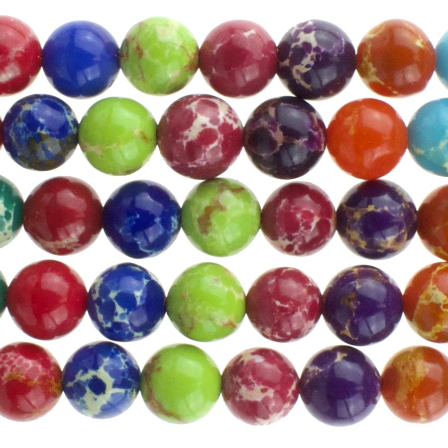 Multi-Color Impression Jasper 6mm Round 15-16 Inch (Dyed)