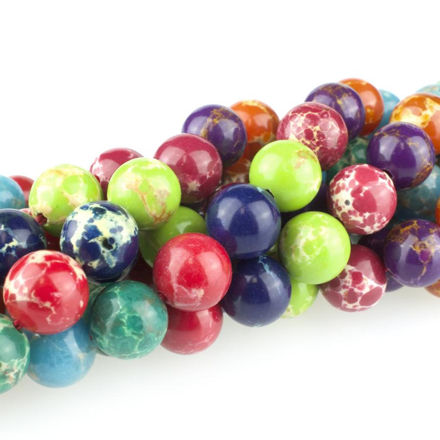 Multi-Color Impression Jasper 8mm Round 15-16 Inch (Dyed)