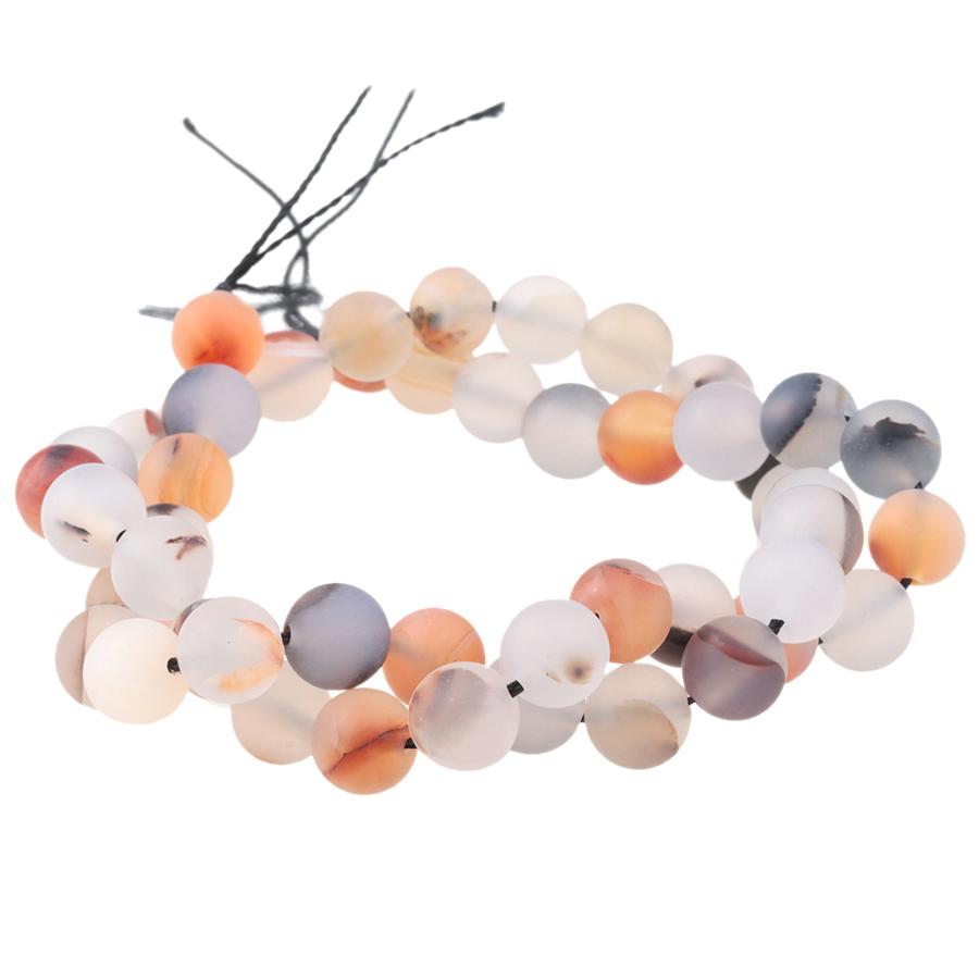 MATTE Madagascar Dendritic Orange Agate 8mm Round 15-16 Inch