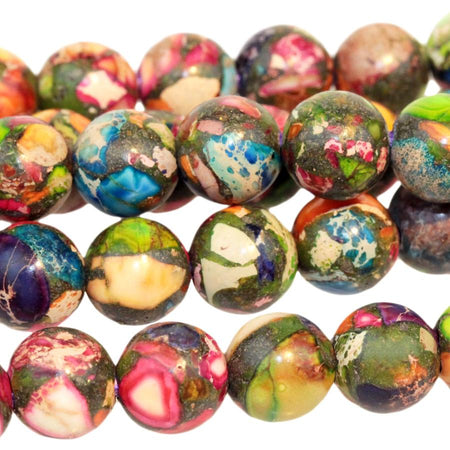 Mixed Impression Jasper 10mm Round Large Hole 8-Inch