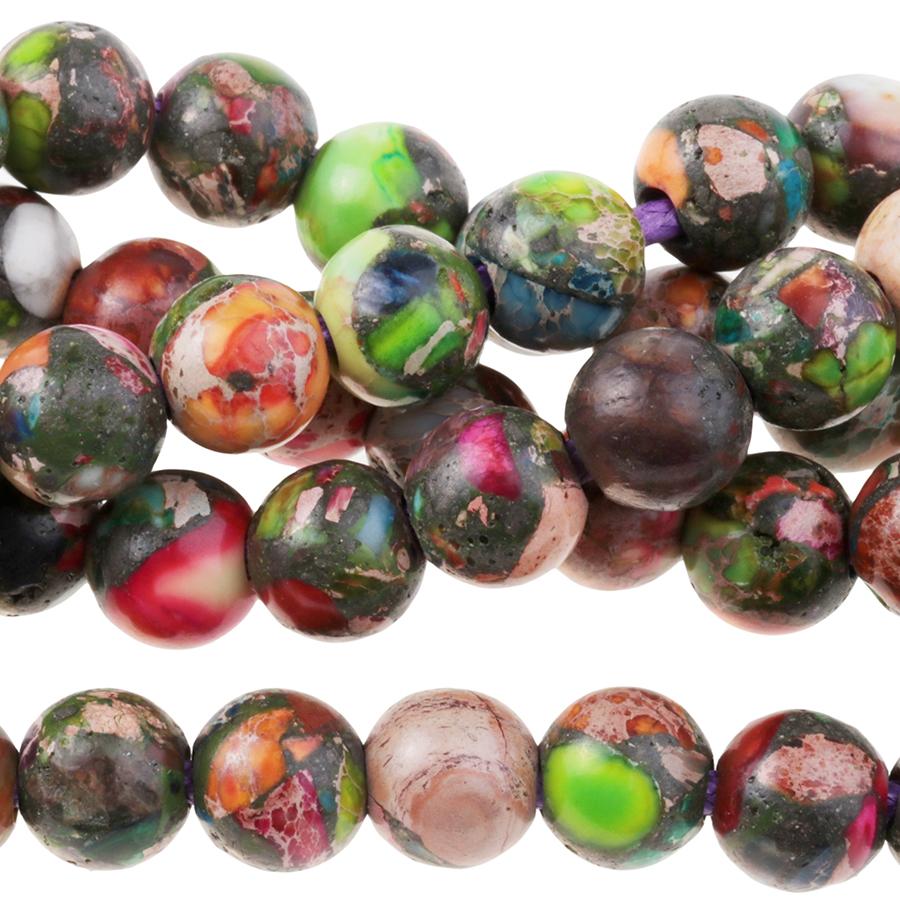 Mixed Impression Jasper 8mm Round Large Hole 8-Inch