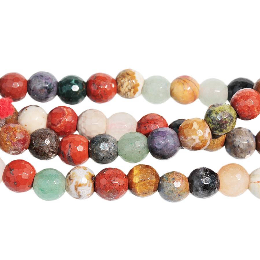 Mixed Stone 10mm Faceted Round Large Hole Bead 8-Inch