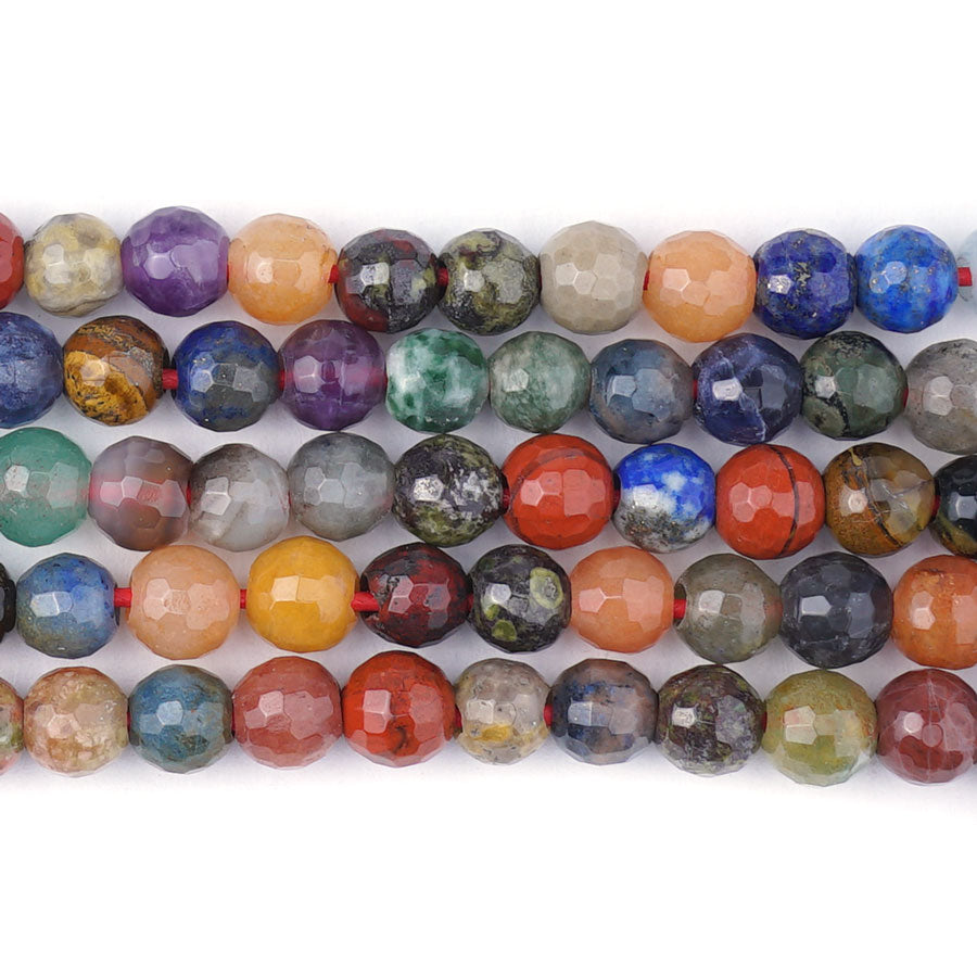 Mixed Stone 6mm Round Faceted - Large Hole Beads - Goody Beads