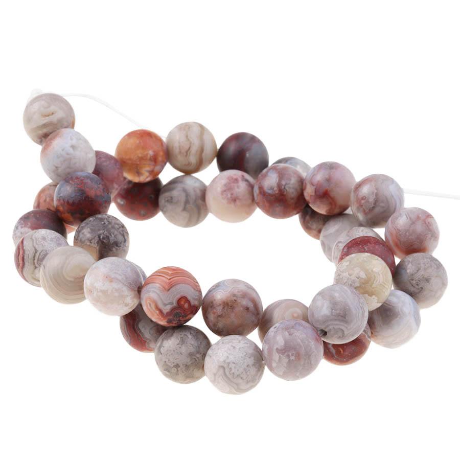 MATTE Mexican Laguna Lace Agate 10mm Round 15-16 Inch