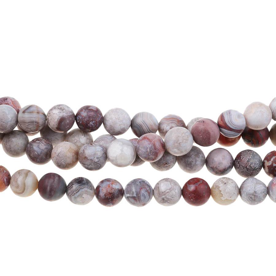 MATTE Mexican Laguna Lace Agate 10mm Round 15-16 Inch