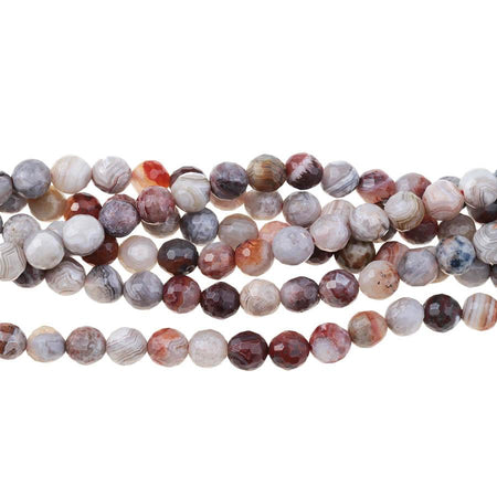 Mexican Laguna Lace Agate 6mm Faceted Round 15-16 Inch