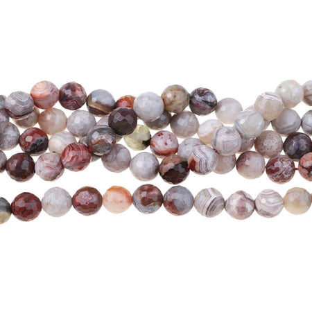 Mexican Laguna Lace Agate 8mm Faceted Round 15-16 Inch