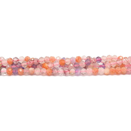 Mixed Lodalite Quartz Faceted, Rainbow, A-Grade 4mm Rondelle - 15-16 Inch