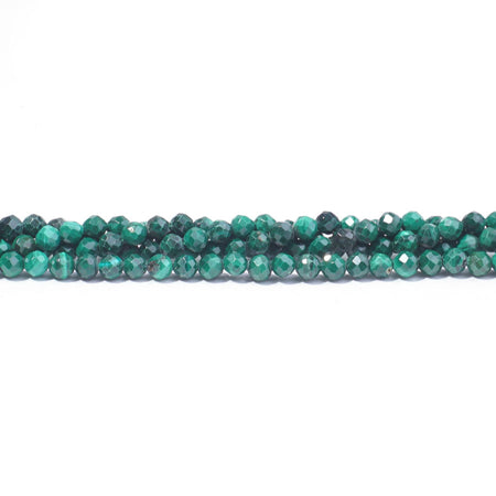 Malachite 3mm Round Faceted A Grade - 15-16 Inch - Goody Beads