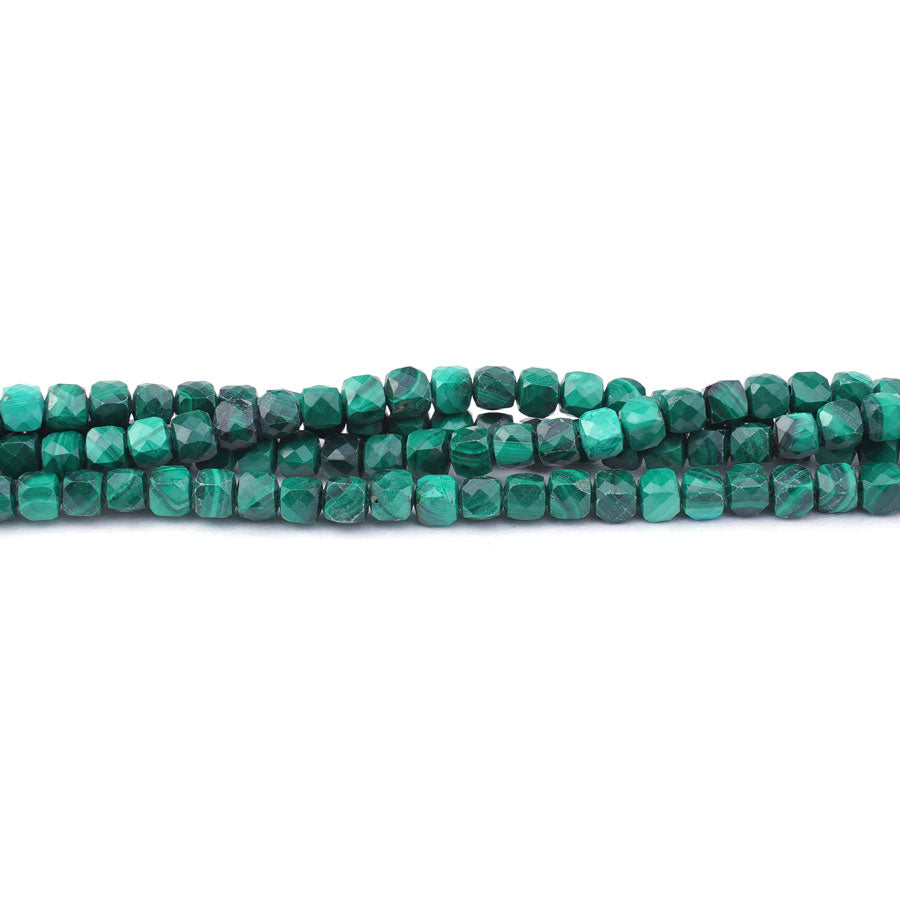 4mm Malachite Natural Diamond Cut Cube - Limited Editions - Goody Beads