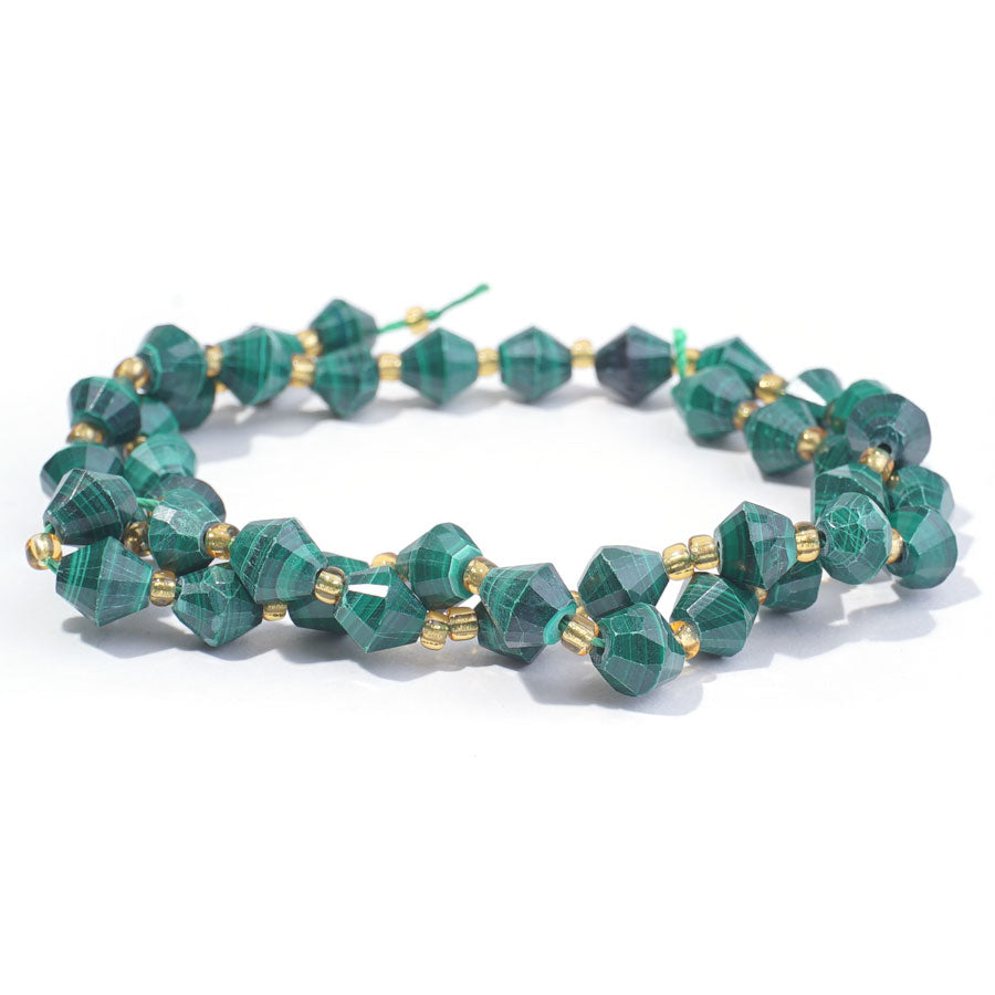 Malachite 8mm Bicone Faceted - 15-16 Inch - Goody Beads