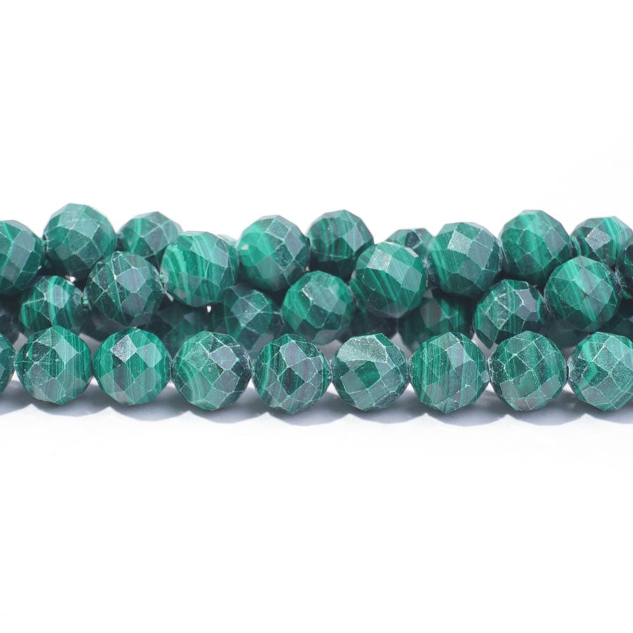 Malachite 8mm Round Faceted A Grade - 15-16 Inch - Goody Beads