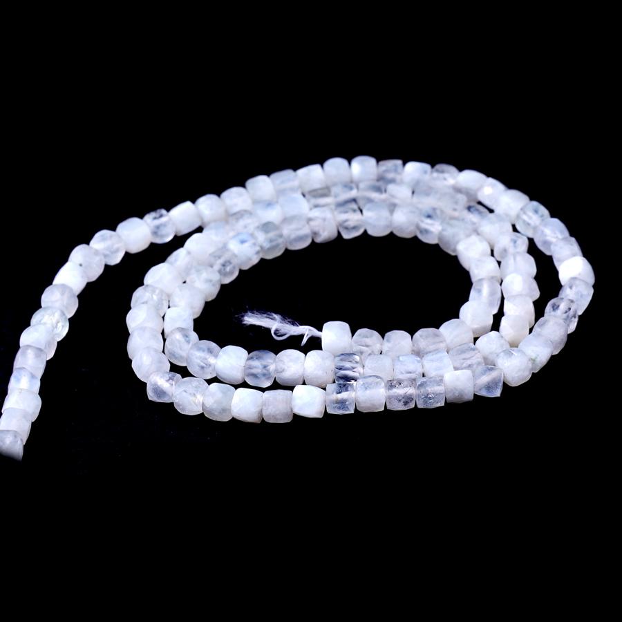 Moonstone Faceted 4mm Cube - 15-16 Inch