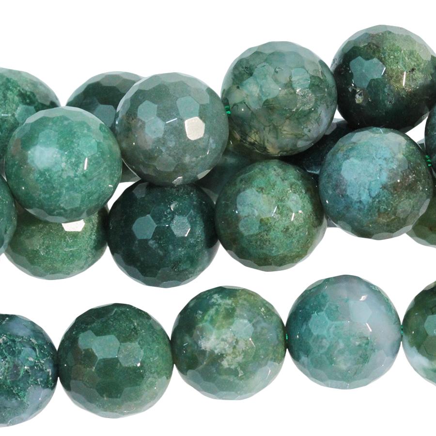 Moss Agate 10mm Faceted Round 15-16 Inch