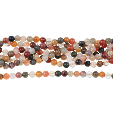 Mixed Rhutilated Quartz 6mm Round 15-16 Inch