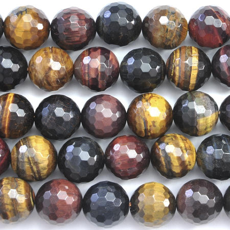 Multi Tiger Eye 14mm Faceted Round