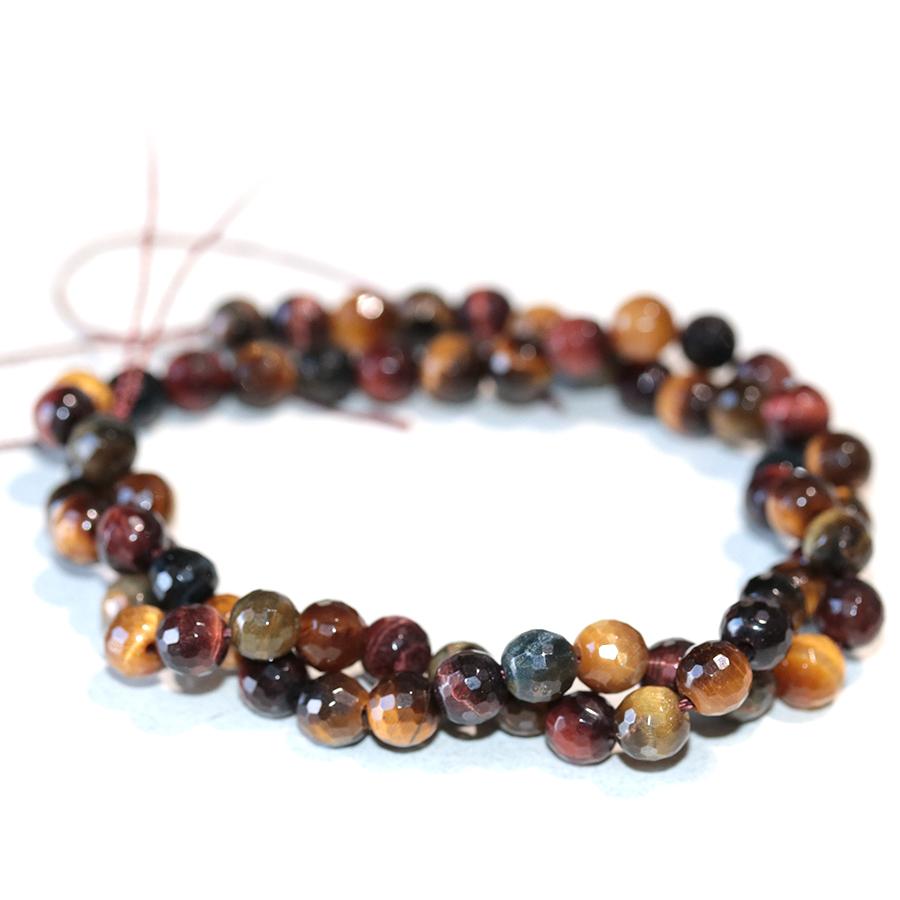 Multi Tiger Eye 6mm Faceted Round 15-16 Inch