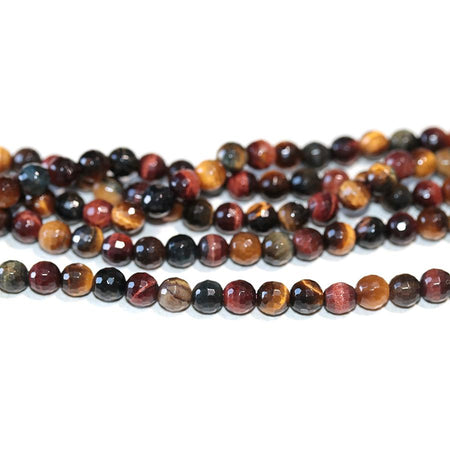 Multi Tiger Eye 6mm Faceted Round 15-16 Inch