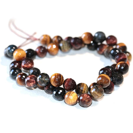 Multi Tiger Eye 8mm Faceted Round 15-16 Inch