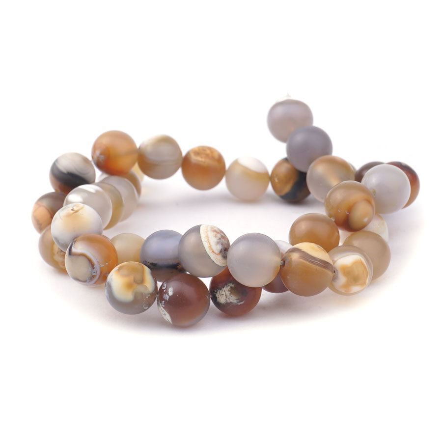 Natural Agate 10mm Matte Round - Limited Editions - Goody Beads