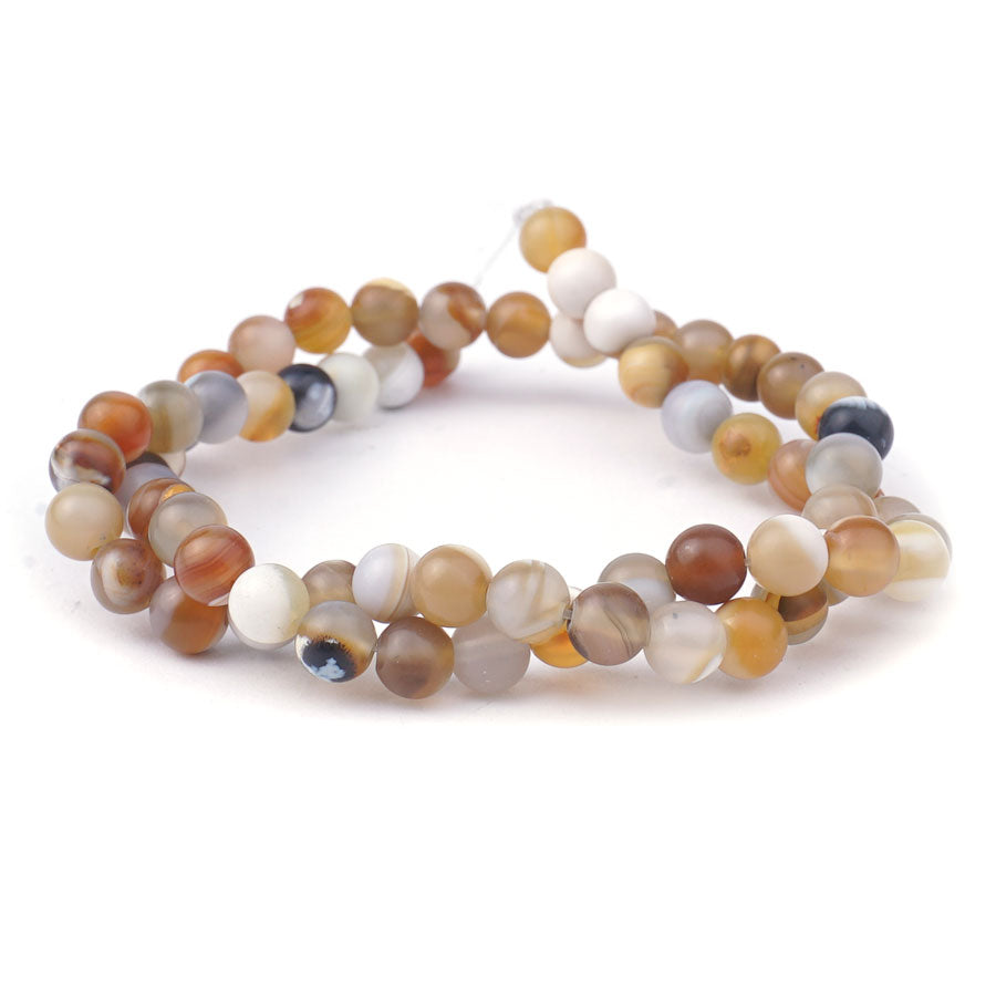 Natural Agate 6mm Matte Round - Limited Editions - Goody Beads