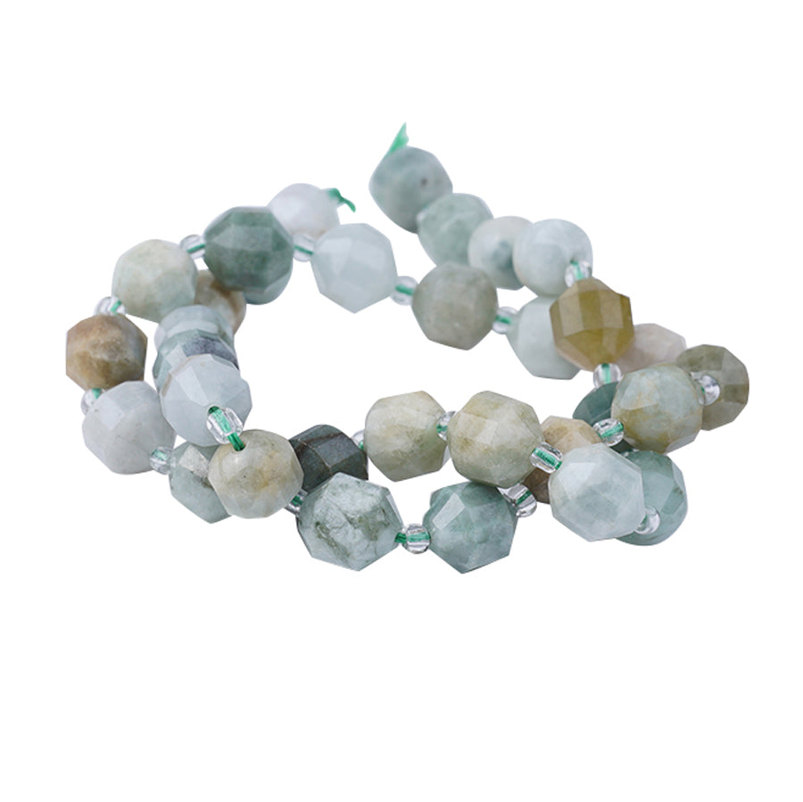 Natural Burmese Jade Faceted 10mm Energy Prism - 15-16 Inch - Goody Beads