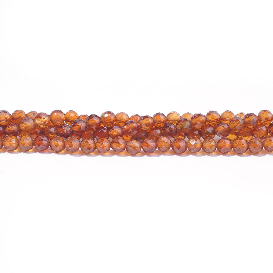 Orange Garnet 3mm Round Faceted A Grade - 15-16 Inch - Goody Beads