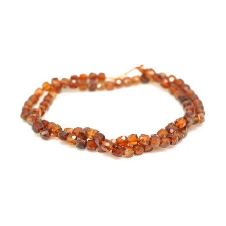 Orange Garnet Faceted 4mm Cube - 15-16 Inch