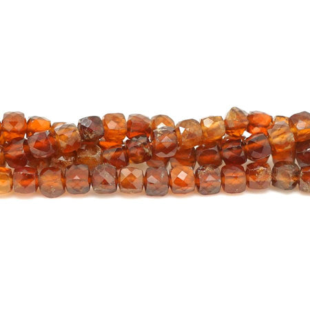 Orange Garnet Faceted 4mm Cube - 15-16 Inch