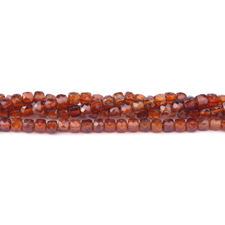 4mm Orange Garnet Natural Faceted Cube AA Grade - 15-16 Inch - Goody Beads