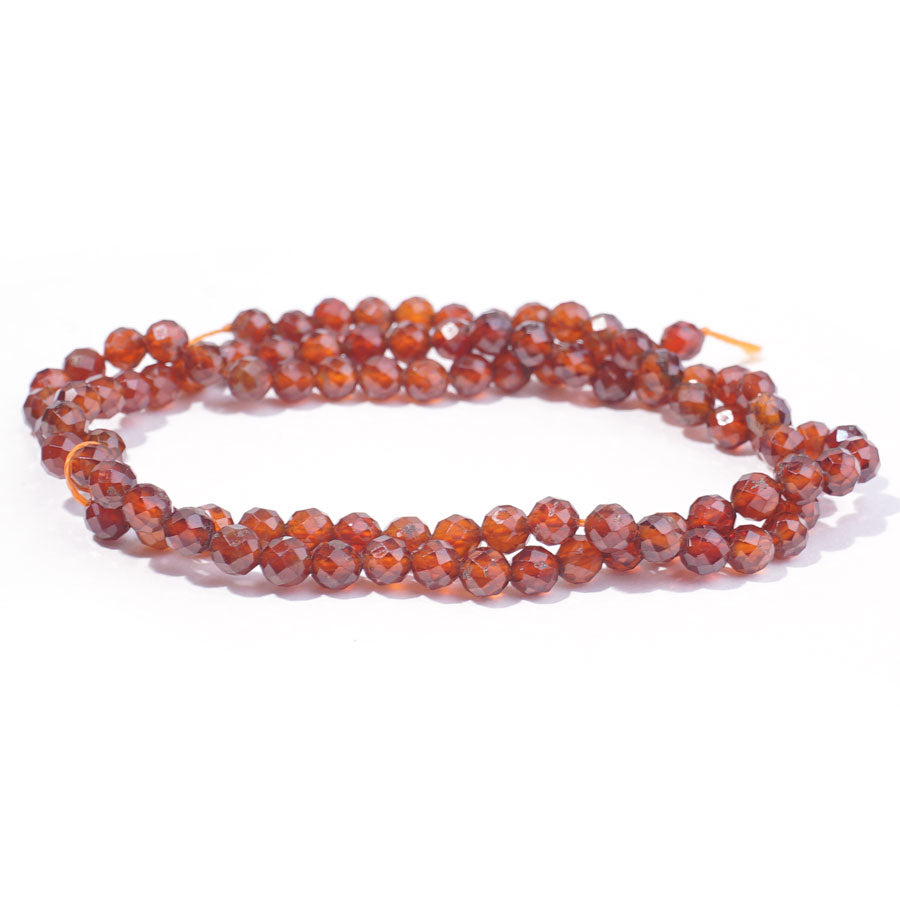 Orange Garnet 4mm Round Faceted A Grade - 15-16 Inch - Goody Beads