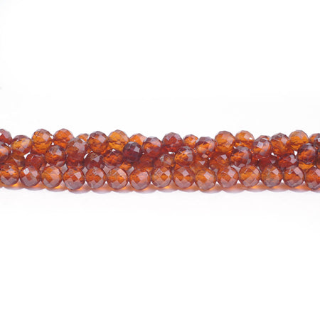 Orange Garnet 4mm Round Faceted A Grade - 15-16 Inch - Goody Beads