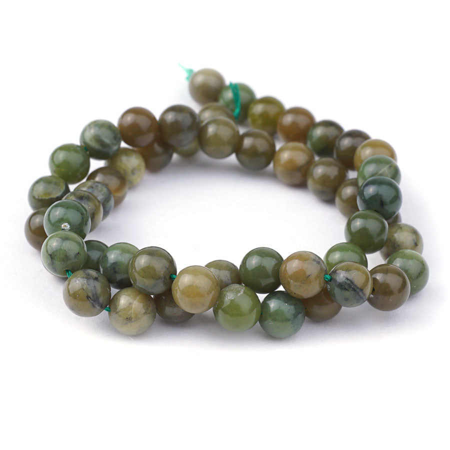 Olive Jade 8mm Round - 15-16 Inch - Goody Beads