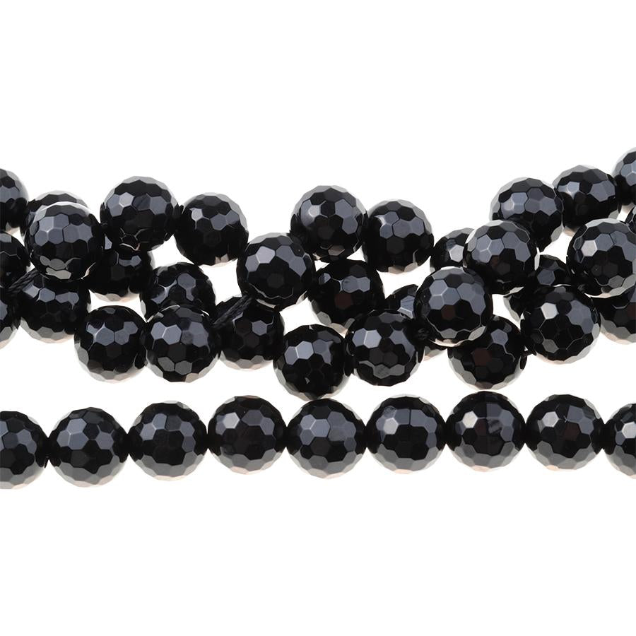 Onyx 10mm Faceted Round Large Hole 8-Inch