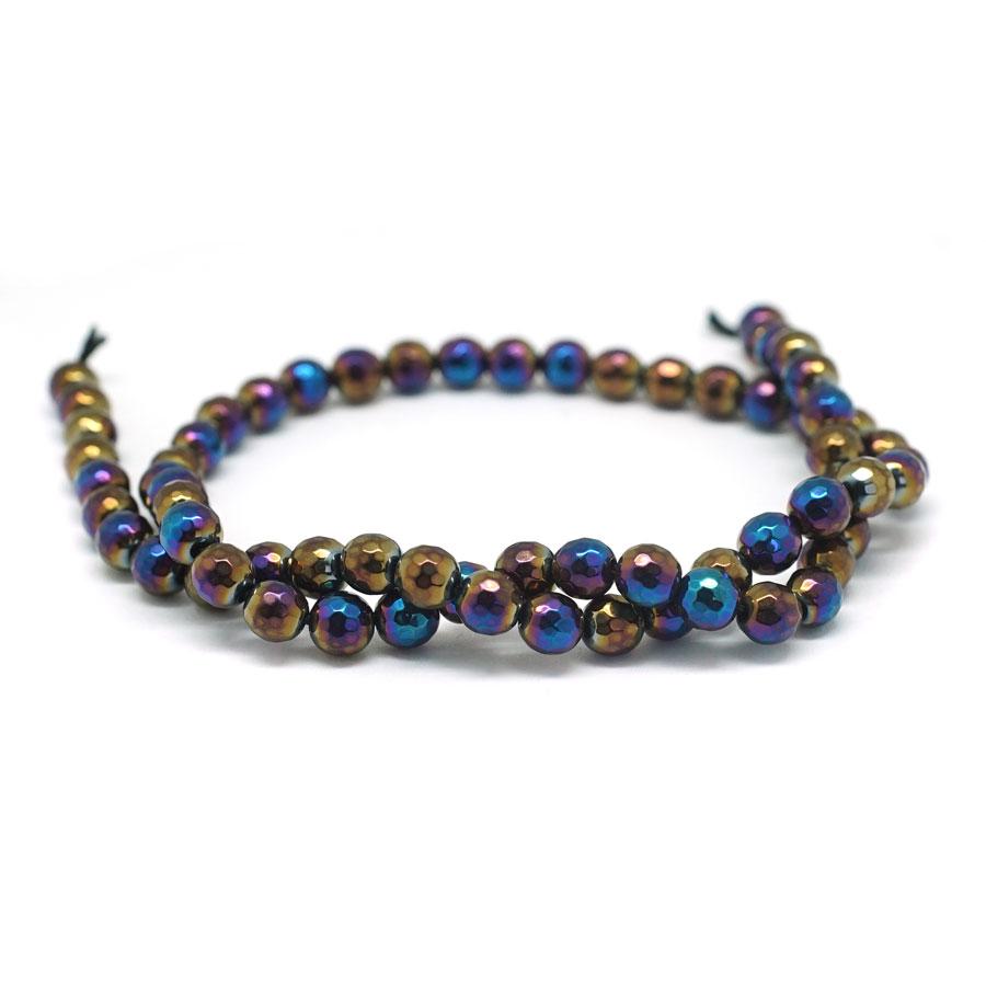 Onyx Faceted Rainbow Plated 6mm Round - 15-16 Inch