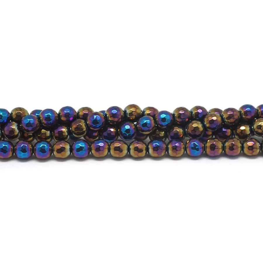 Onyx Faceted Rainbow Plated 6mm Round - 15-16 Inch